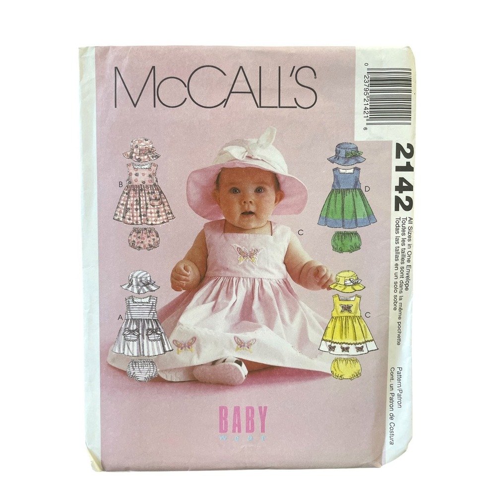 McCall's 2142 Baby Dress Hat Panties Infants Sizes Small Medium Large XL Uncut